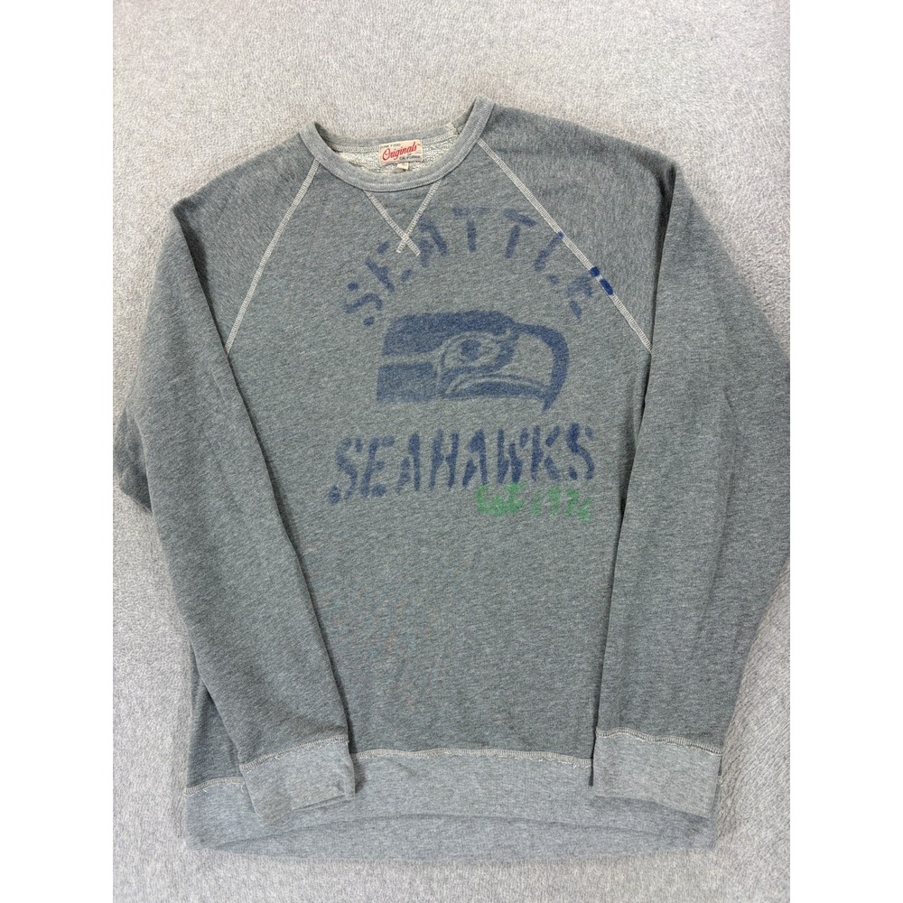 Seattle Seahawks Junk Food Distressed NFL Crew Sweatshirt (Men's XL) Gray
